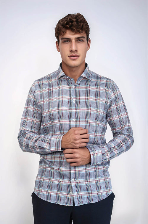 Casual Blue Plaid Shirt - Wessi