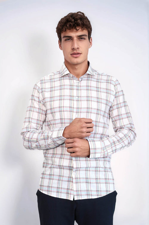 Casual White Plaid Shirt | Wessi
