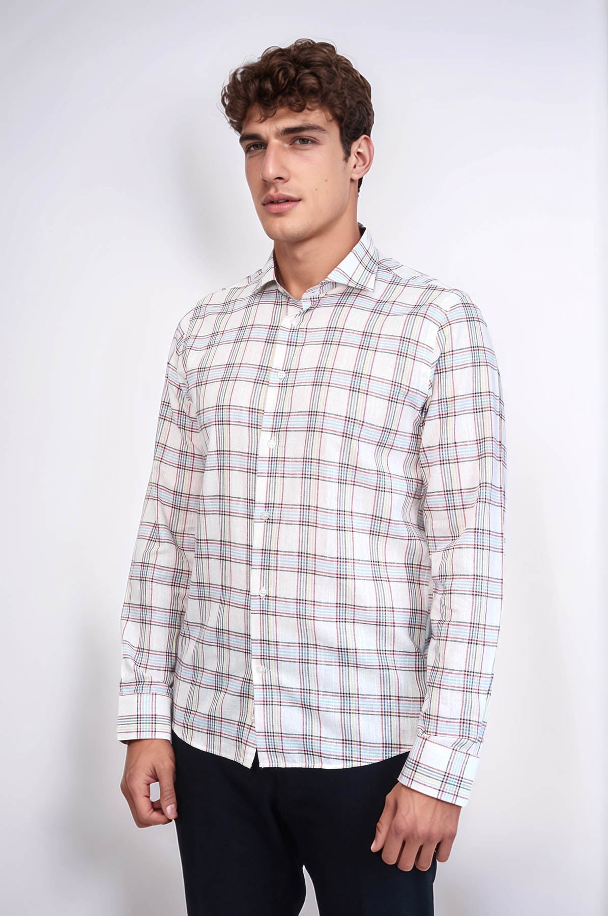 Casual White Plaid Shirt | Wessi