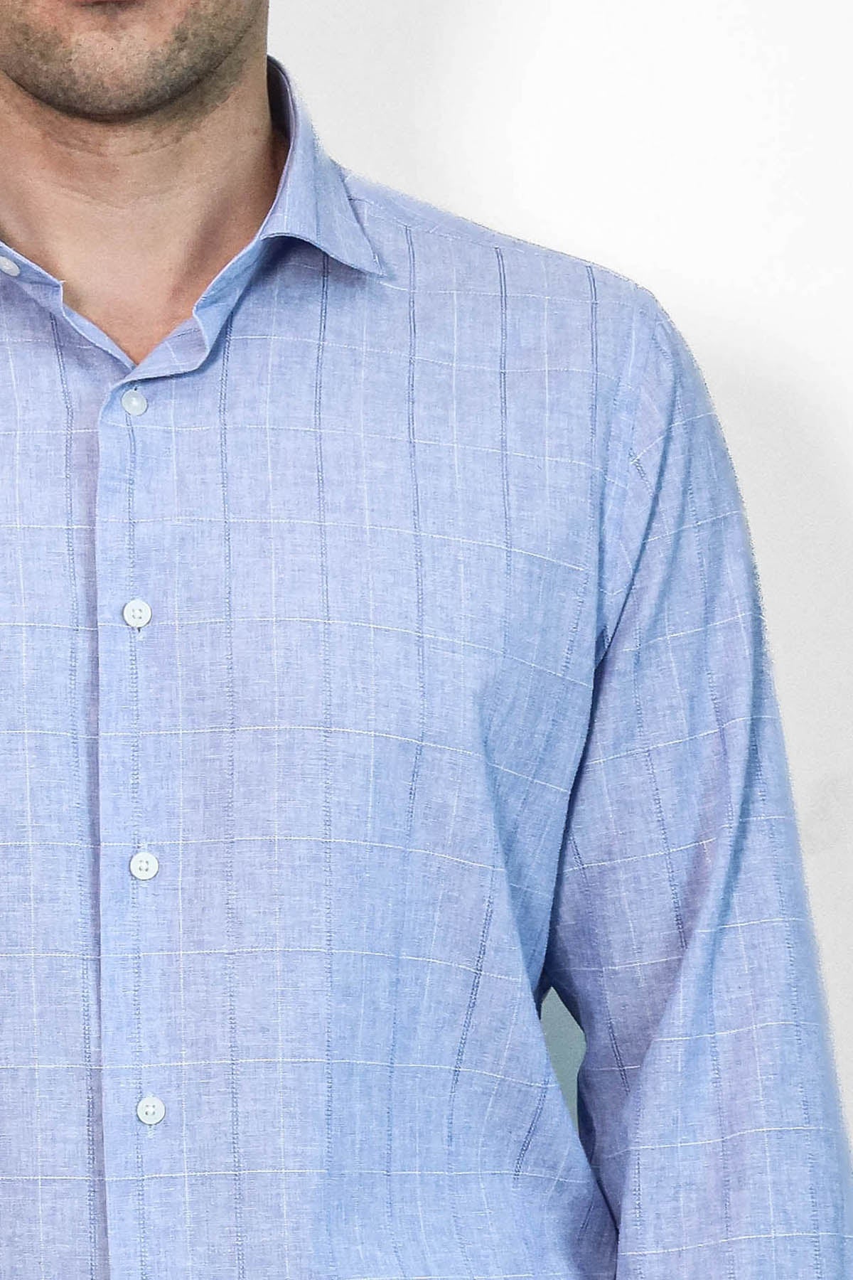 Checked Long Sleeve Blue Shirt | Wessi