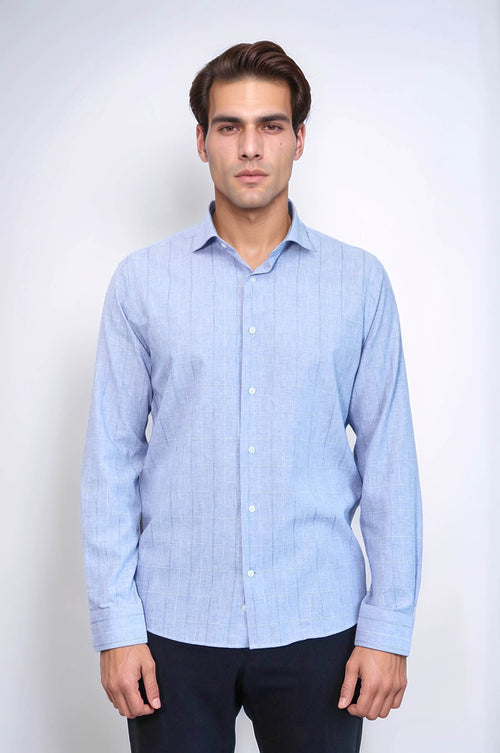 Checked Long Sleeve Blue Shirt | Wessi