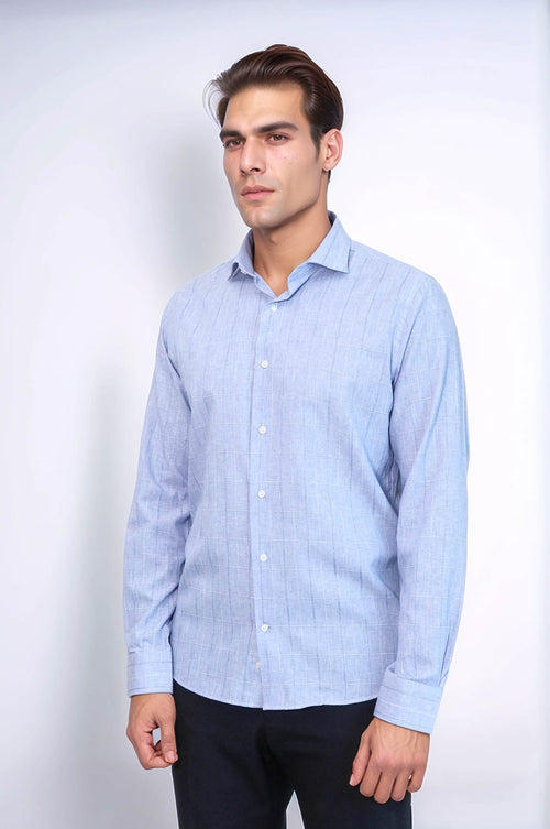 Checked Long Sleeve Blue Shirt | Wessi