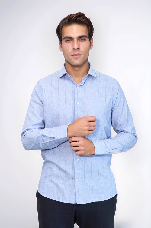 Checked Long Sleeve Blue Shirt | Wessi