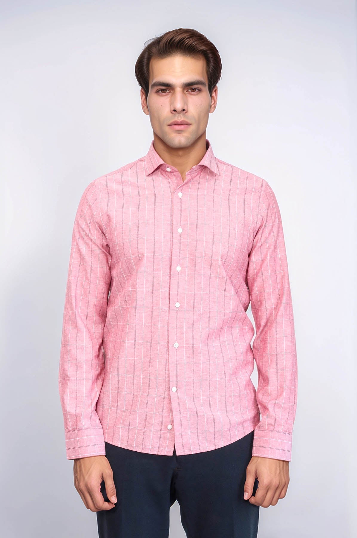 Checked Light Burgundy Men's Shirt | Wessi
