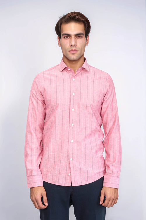 Checked Light Burgundy Men's Shirt | Wessi
