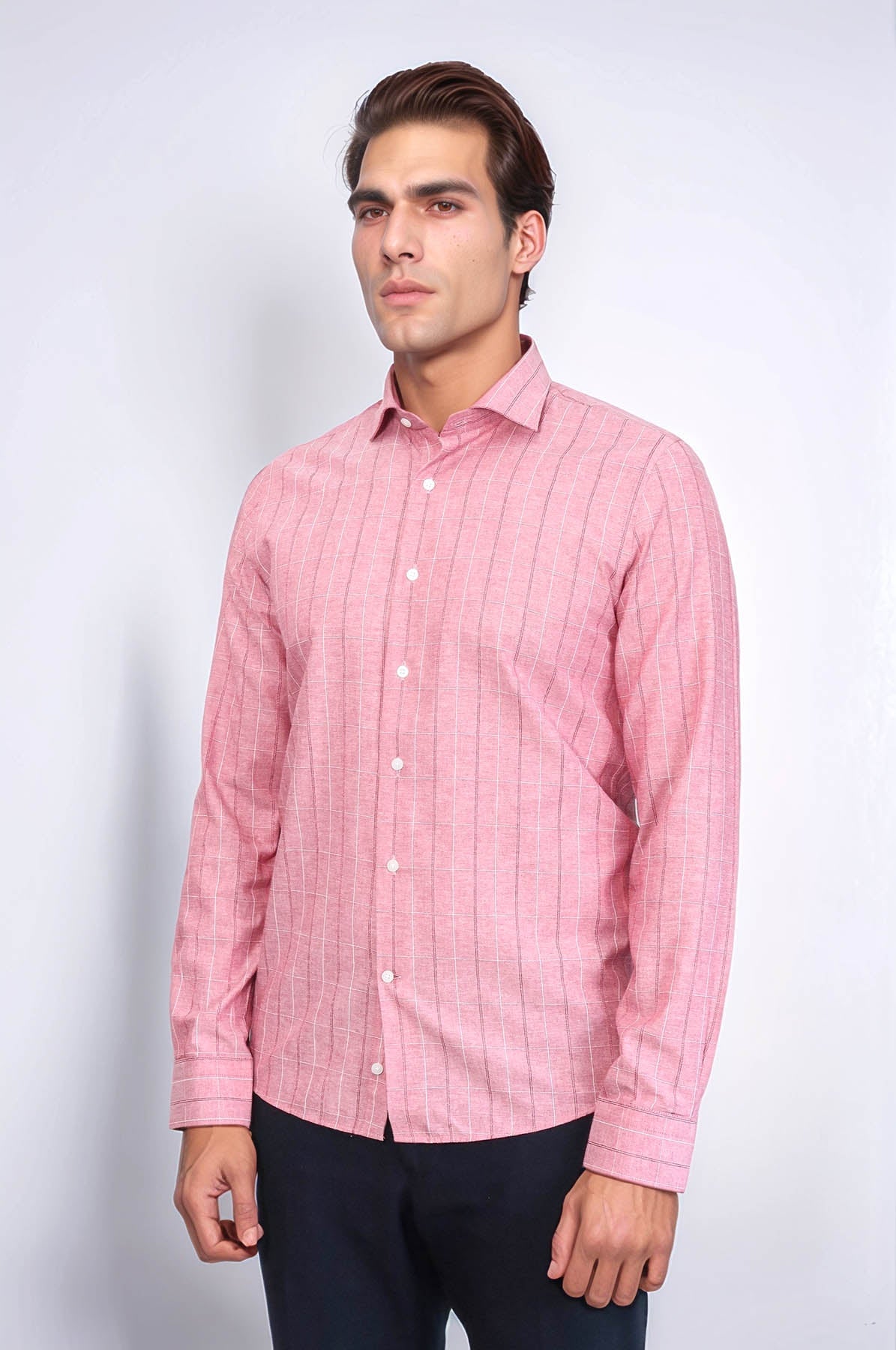 Checked Light Burgundy Men's Shirt | Wessi