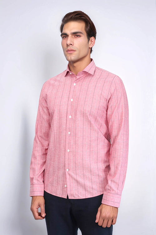 Checked Light Burgundy Men's Shirt | Wessi
