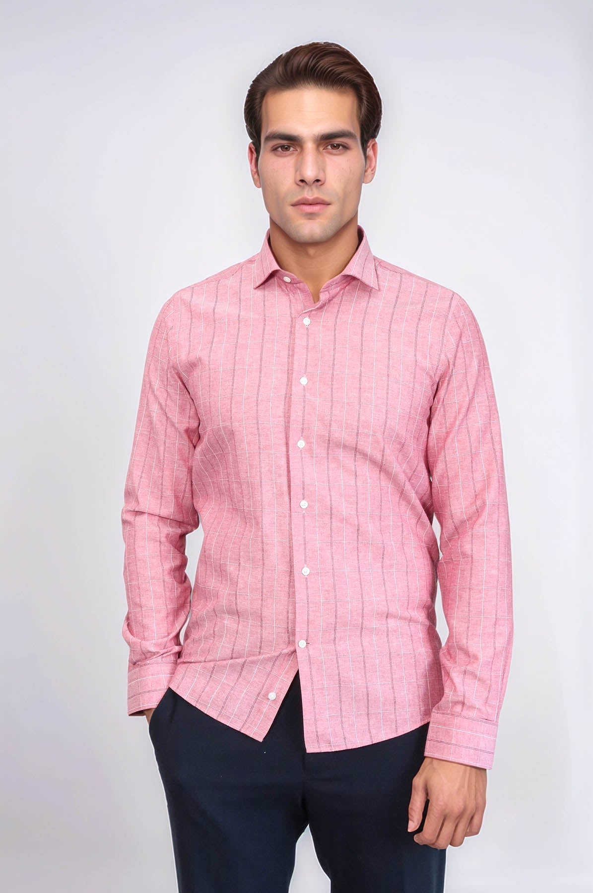 Checked Light Burgundy Men's Shirt | Wessi