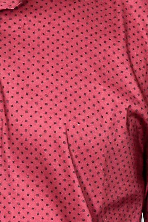 Patterned Slim Fit Burgundy Men Shirt - Wessi