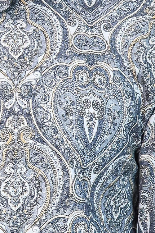Damask Pattern Blue Slim Fit Shirt - Wessi