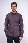 Houndstooth Pattern Slim Fit Brown Men Shirt - Wessi
