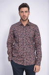 Bloom Patterned Brown Slim Fit Shirt - Wessi