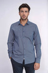 Tiny Check Patterned Slim Fit Blue Men Shirt - Wessi