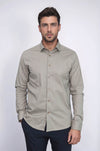 Tiny Check Patterned Slim Fit Light Brown Men Shirt - Wessi