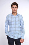 Plaid Slim Fit Blue Men Shirt - Wessi
