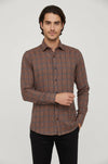 Plaid Slim Fit Brown Men Shirt - Wessi
