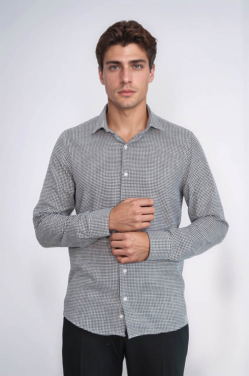 Houndstooth Pattern Black Men Shirt - Wessi
