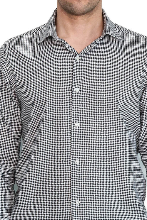 Houndstooth Pattern Black Men Shirt - Wessi