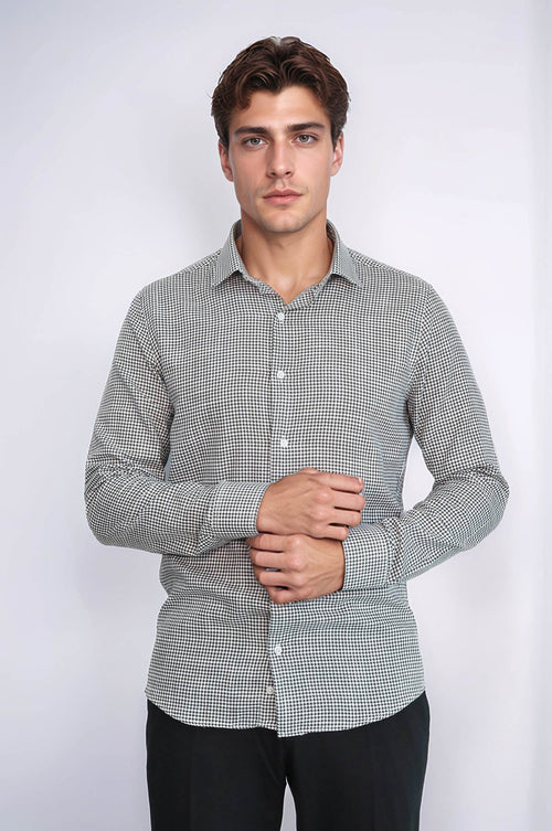 Houndstooth Pattern Green Men Shirt - Wessi