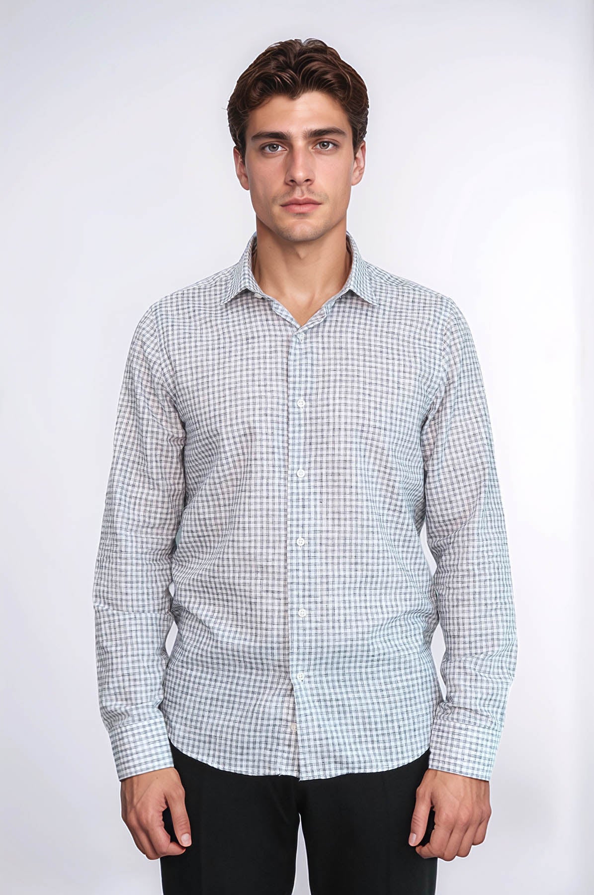 Plaid Slim Fit Black Men Shirt - Wessi