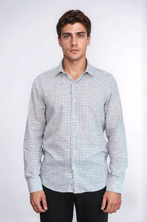 Plaid Slim Fit Black Men Shirt - Wessi
