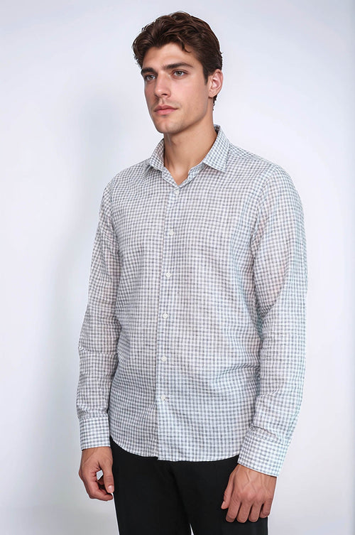 Plaid Slim Fit Black Men Shirt - Wessi
