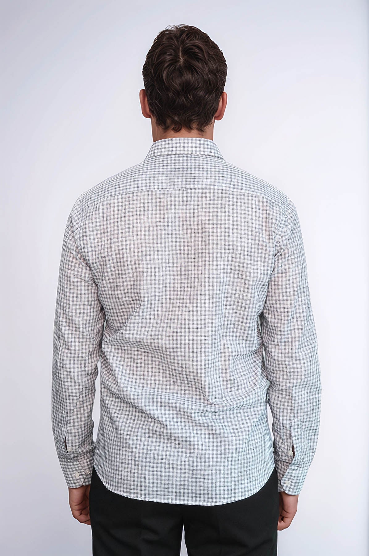 Plaid Slim Fit Black Men Shirt - Wessi