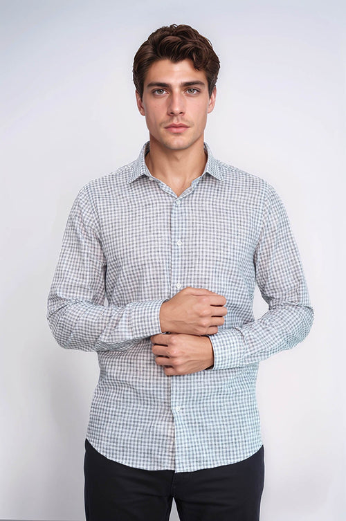 Plaid Slim Fit Black Men Shirt - Wessi