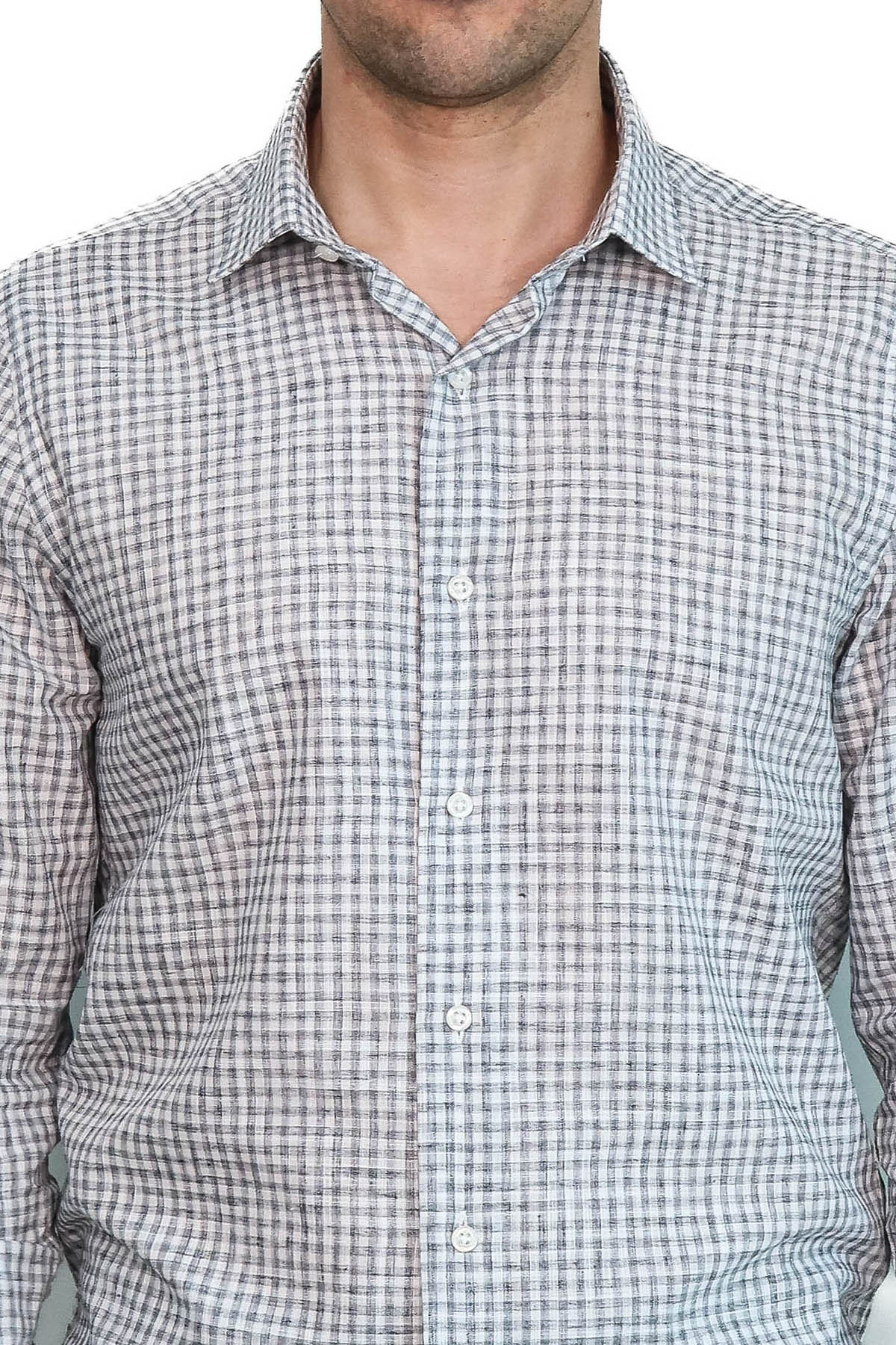 Plaid Slim Fit Black Men Shirt - Wessi