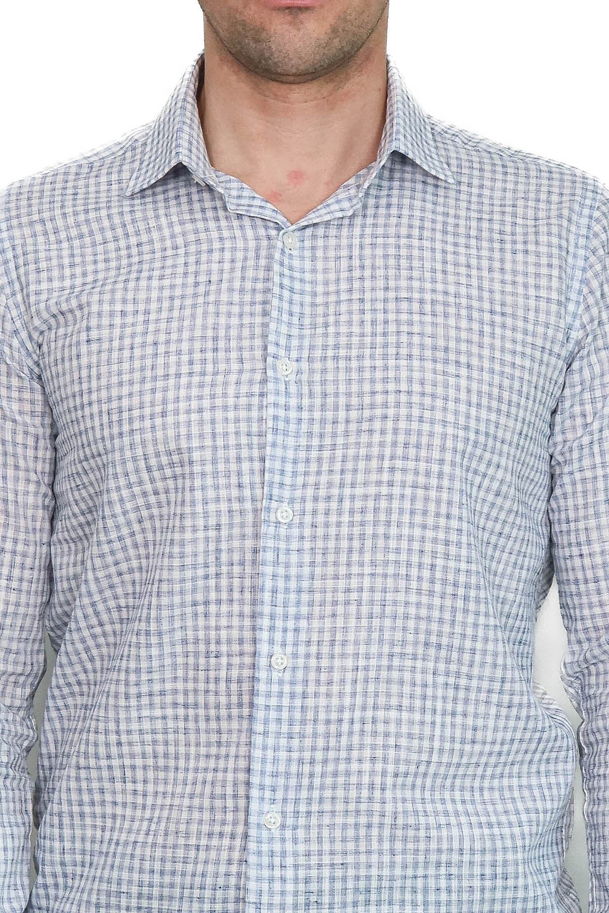 Plaid Slim Fit Navy Blue Men Shirt - Wessi