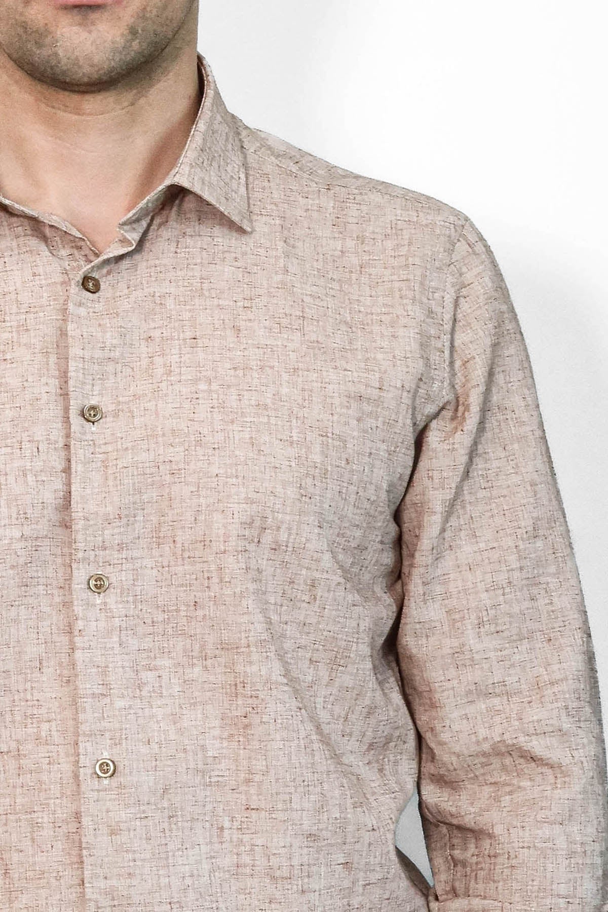 Slim Fit Patterned Brown Men Shirt - Wessi