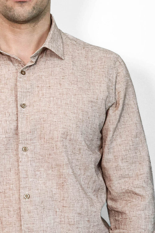 Slim Fit Patterned Brown Men Shirt - Wessi