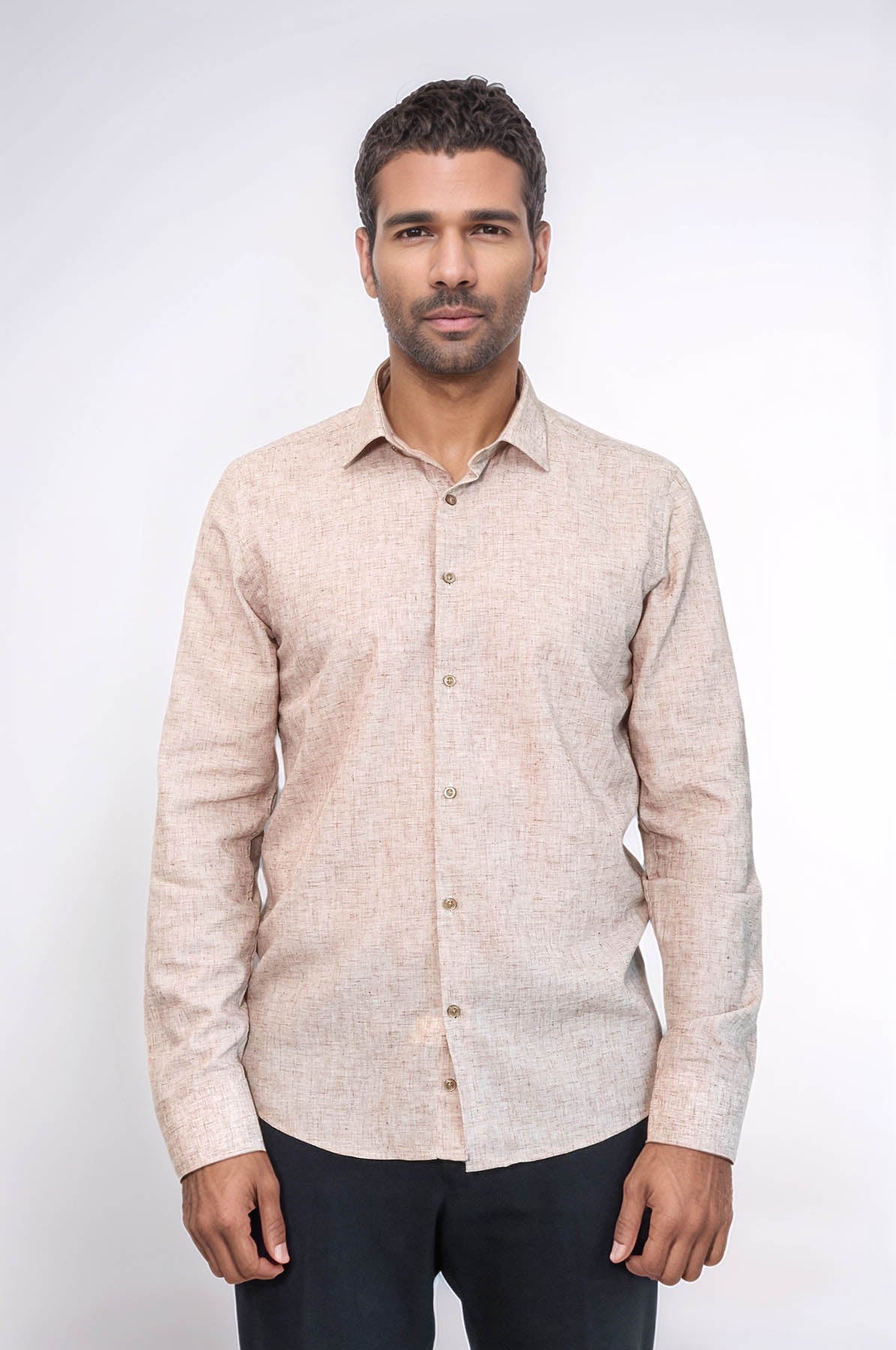 Slim Fit Patterned Brown Men Shirt - Wessi