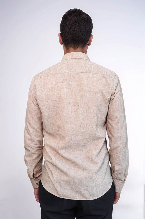 Slim Fit Patterned Brown Men Shirt - Wessi