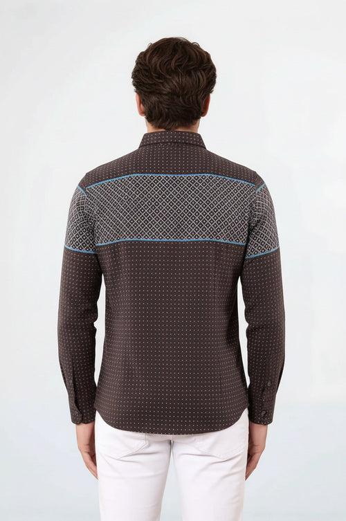 Printed Cotton Brown Shirt - Wessi