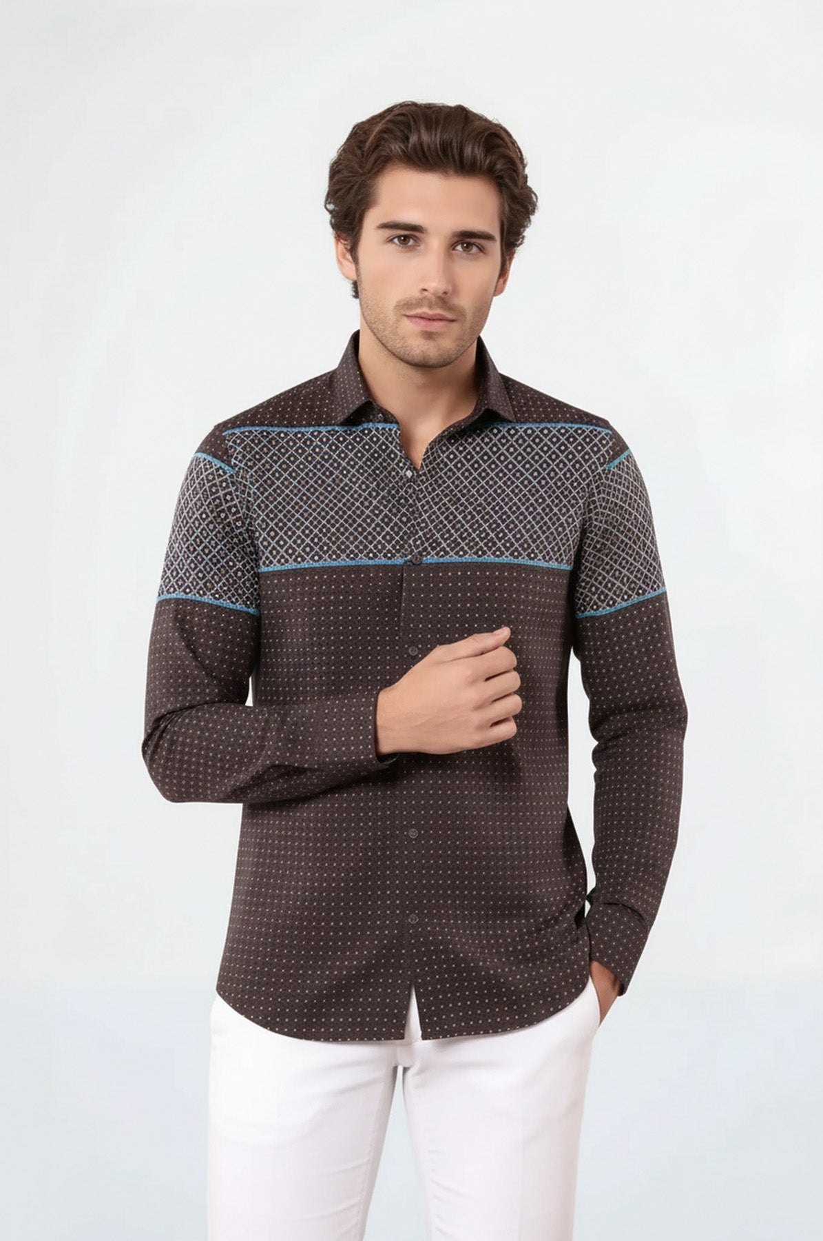Printed Cotton Brown Shirt - Wessi