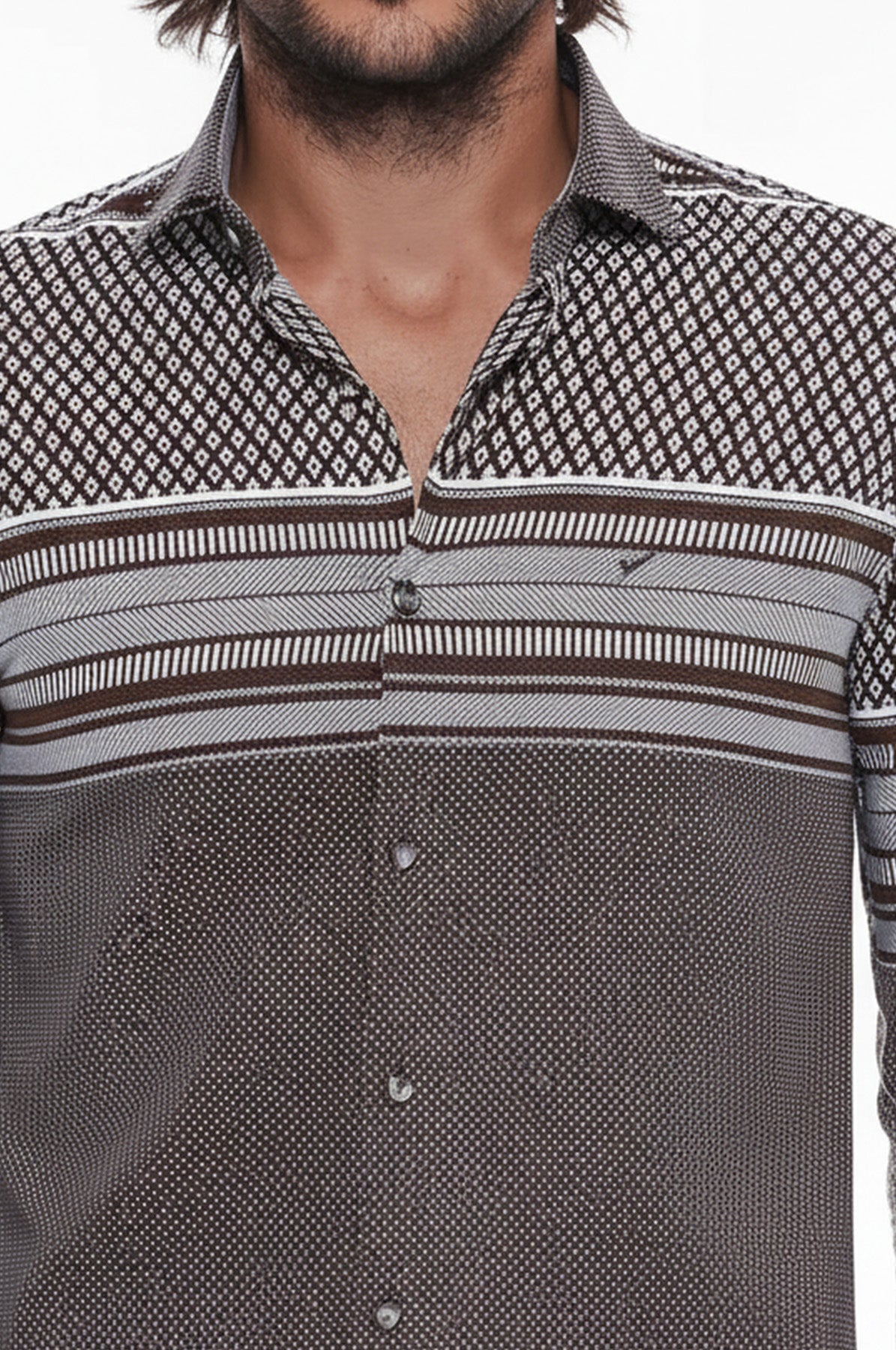 Brown Diamond Patterned Shirt - Wessi