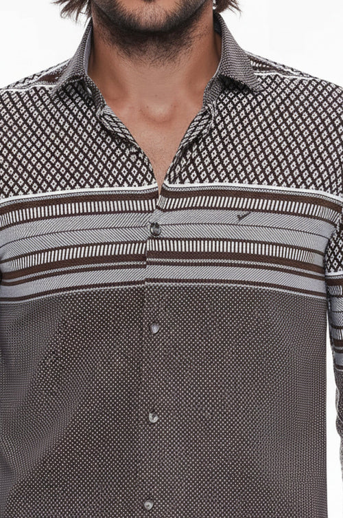 Brown Diamond Patterned Shirt - Wessi