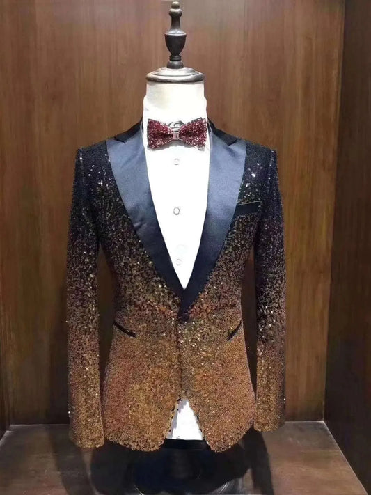 Shimmering Sequin Slim-Fit Tuxedo Blazer Koala Sydney 
