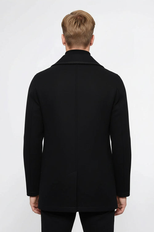 Pocket Edge Embroidered 6 Buttons Brown Coat-Wessi