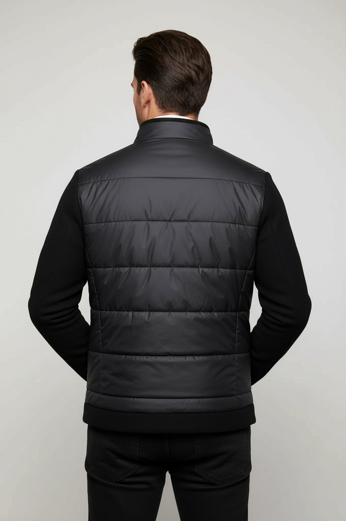 Black Quilted Men Coat - Wessi