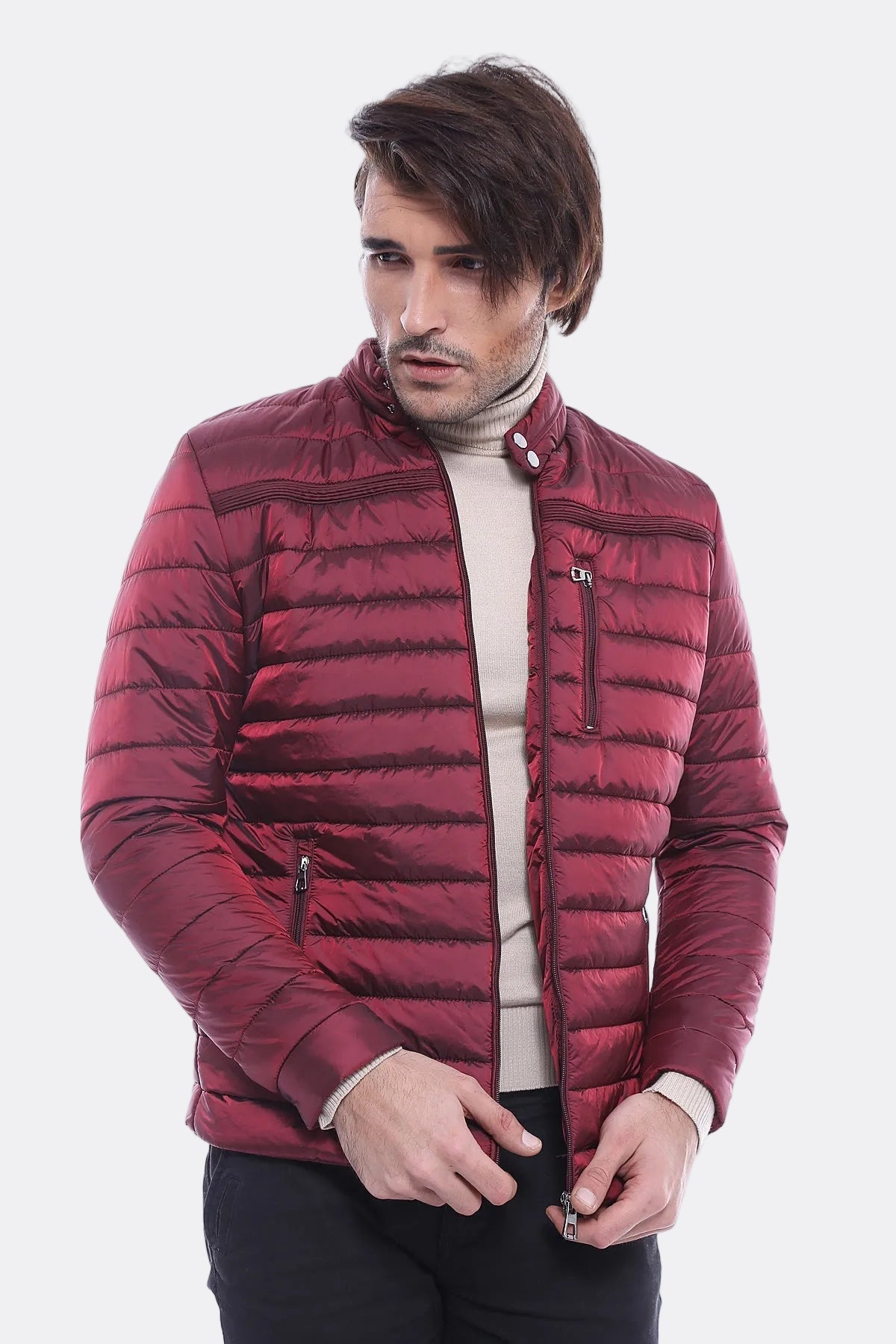 Burgundy Down Men Coat - Wessi
