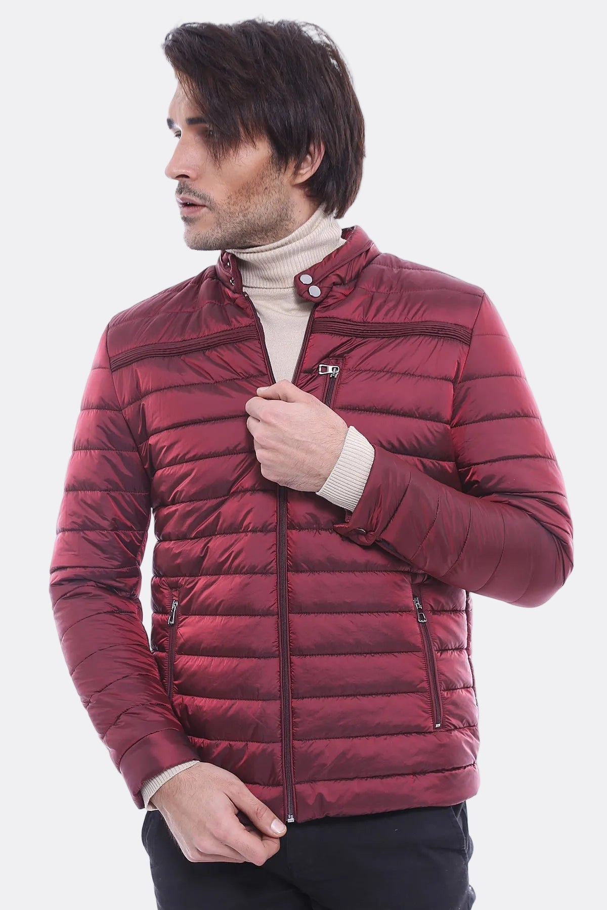Burgundy Down Men Coat - Wessi