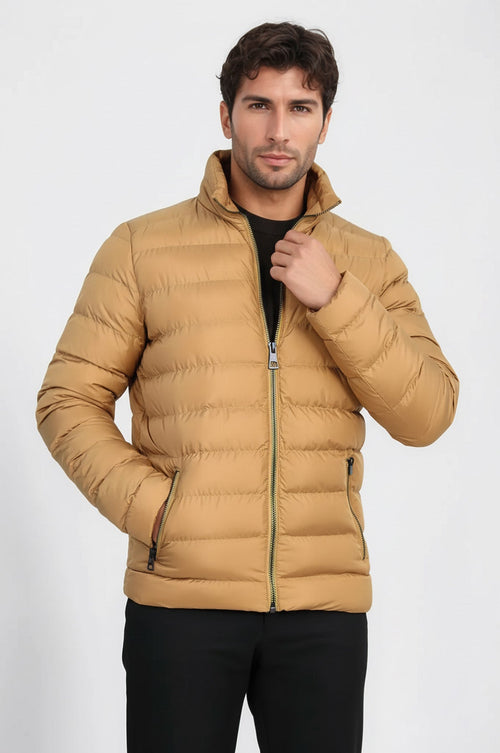 Camel Short Men Down Jacket - Wessi