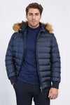 Navy Blue Hooded Men's Down Coat | Wessi