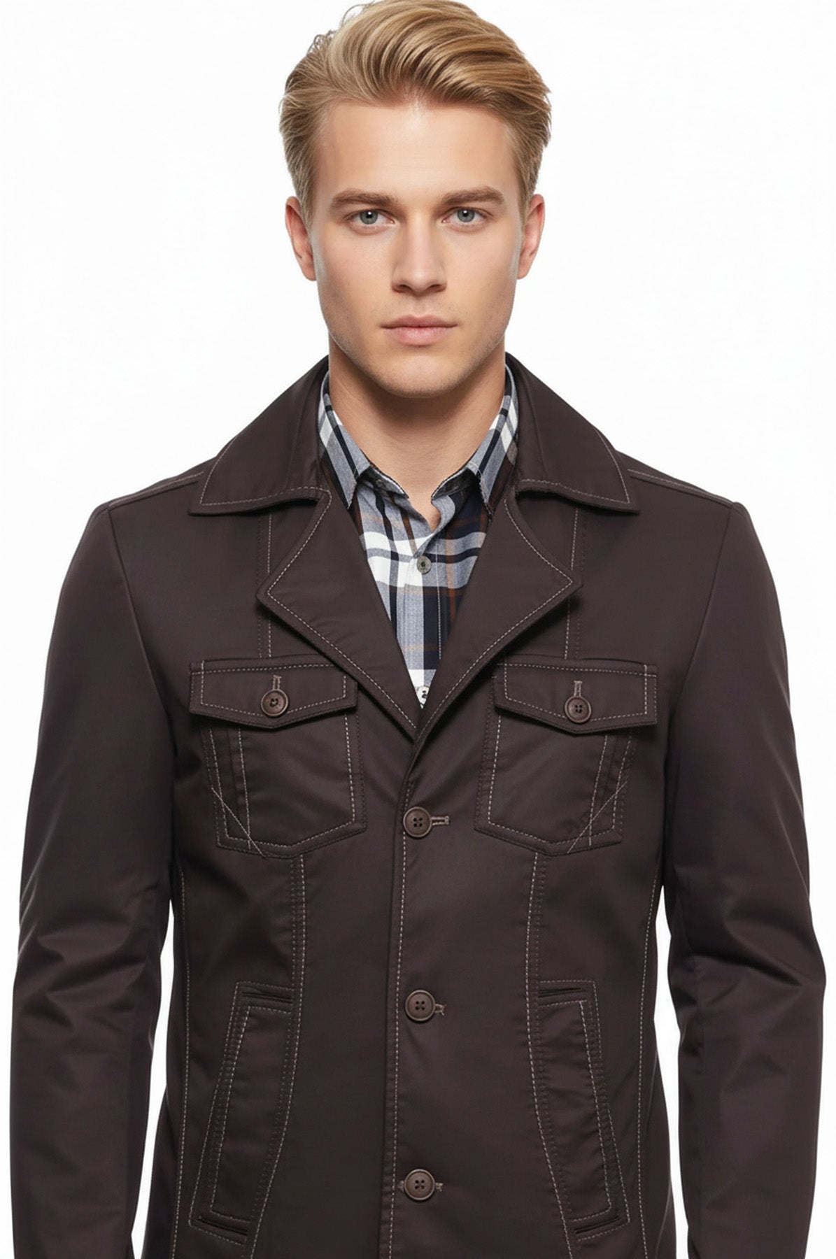 4 Buttons Brown Coat - Wessi