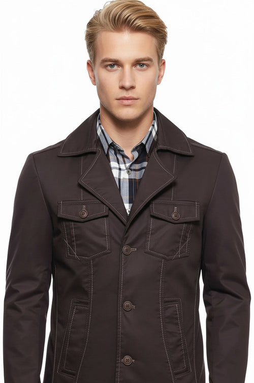 4 Buttons Brown Coat - Wessi