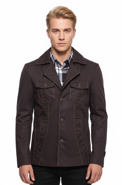 4 Buttons Brown Coat - Wessi