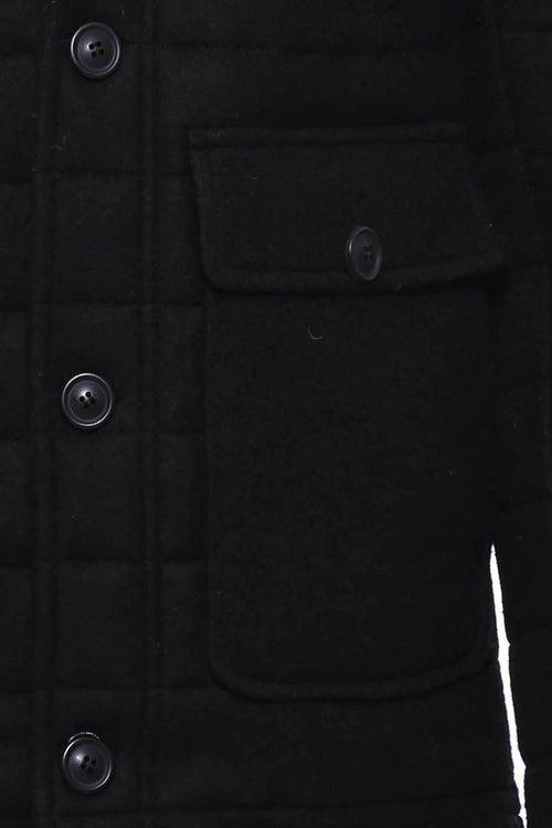 Bag Pocket Felt Hooded 4 Pocket Black Coat-Wessi