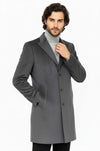 Suede Slim Fit Long Grey Men Coat - Wessi